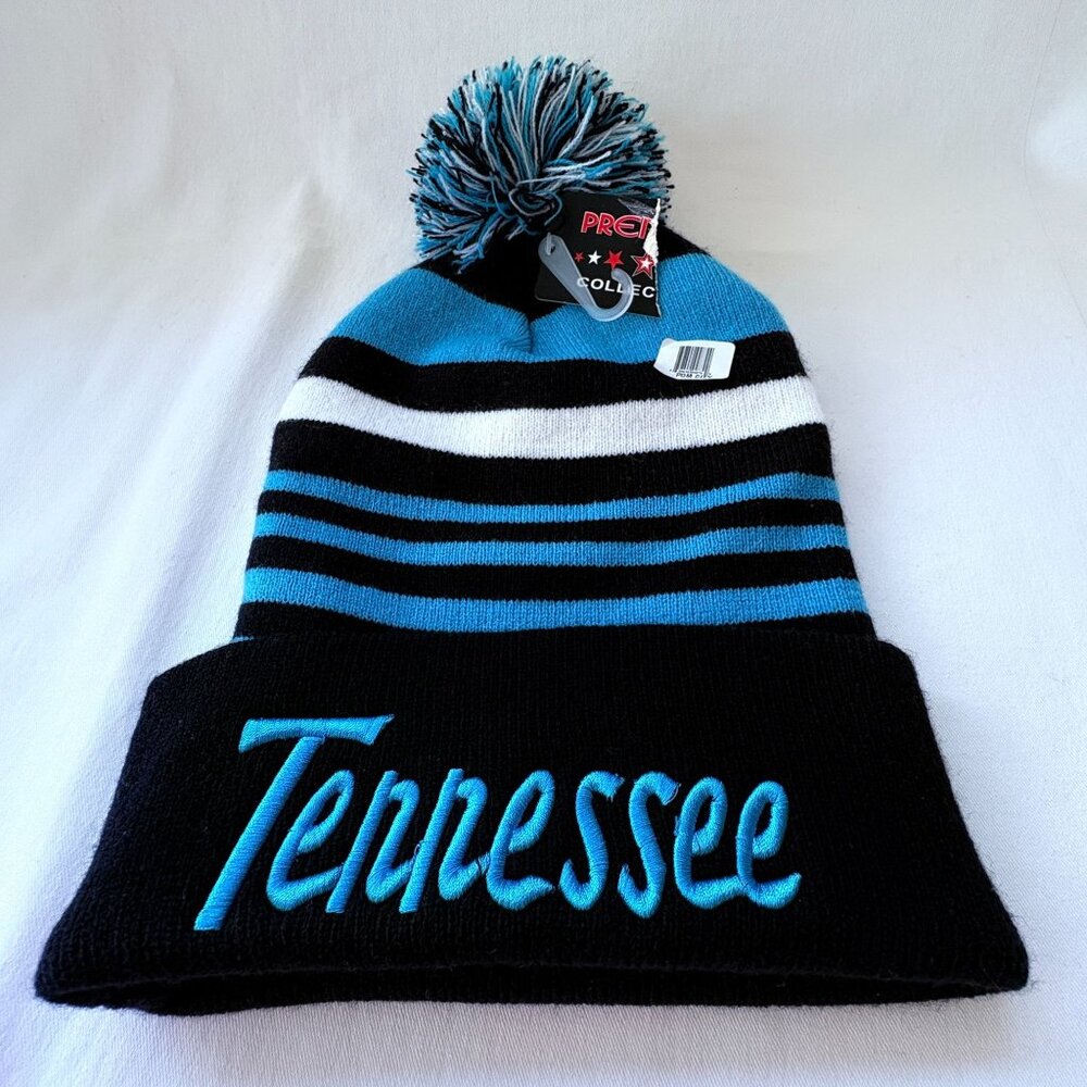 Tennessee Embroidered Ribbed Knit‎ Cuffed Striped Winter Stocking Cap Hat New